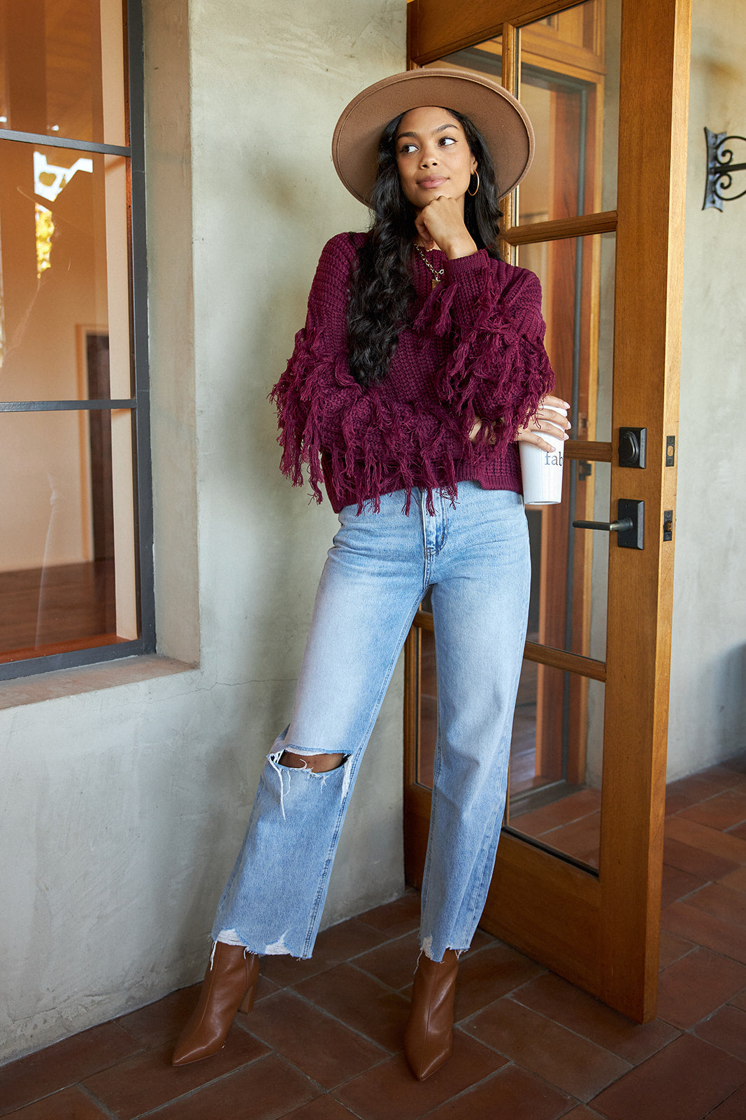 SALE - Rennon Fringed Sleeve Sweater - fab'rik