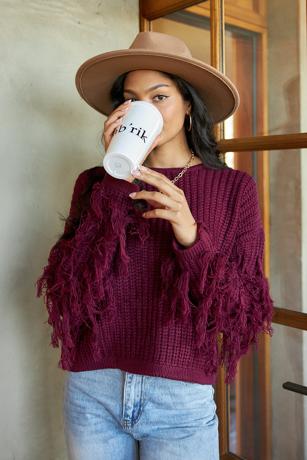 SALE - Rennon Fringed Sleeve Sweater - fab'rik