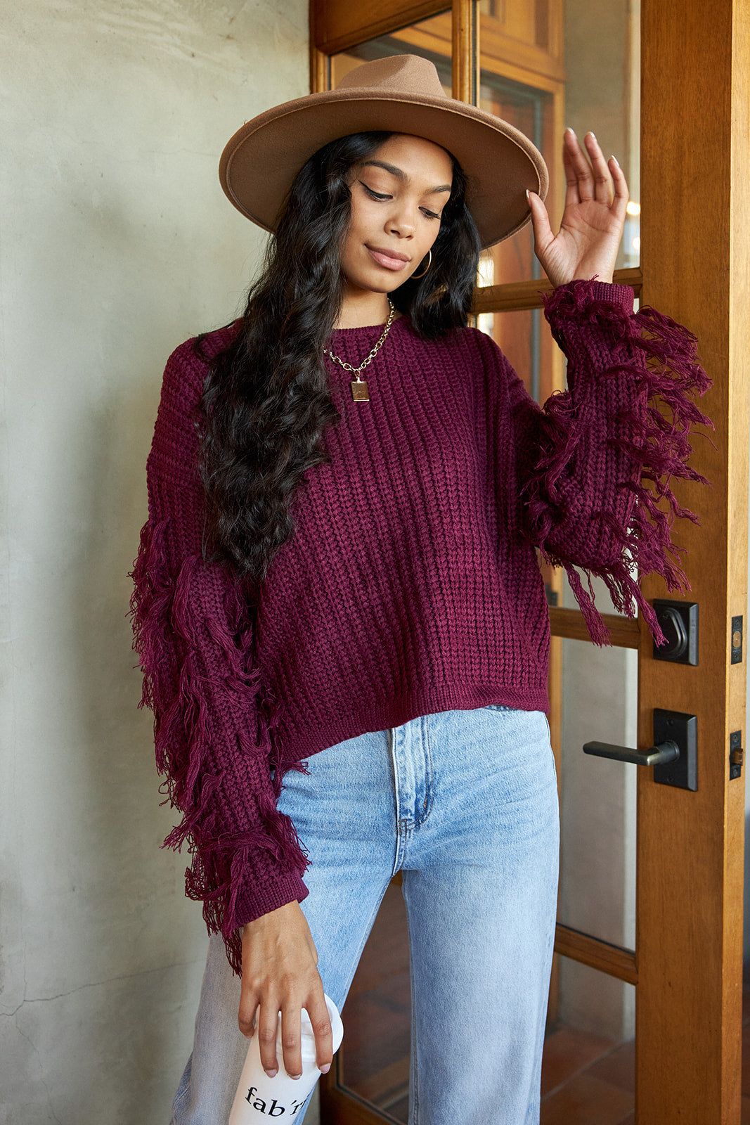 SALE - Rennon Fringed Sleeve Sweater - fab'rik