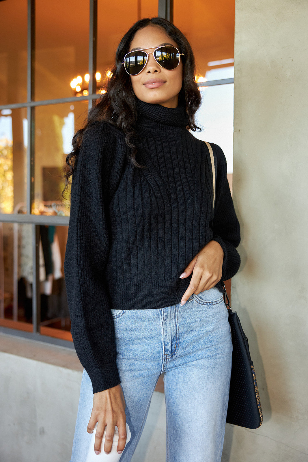 SALE - Ashmore Cropped Turtleneck Sweater - fab'rik