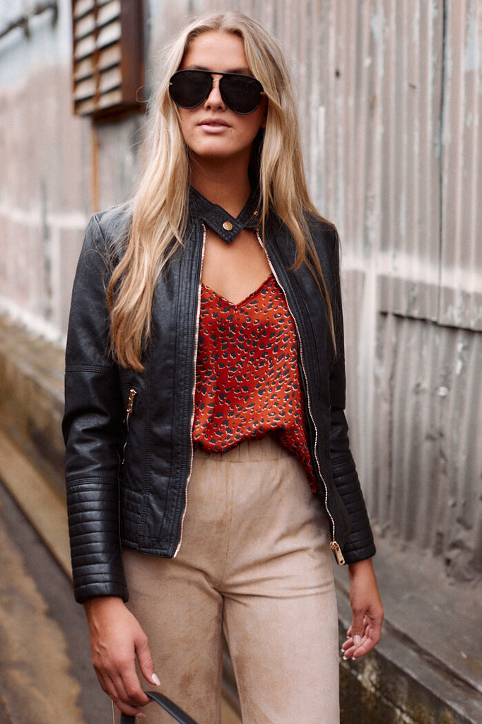 SALE - Laza Faux Leather Jacket - fab'rik