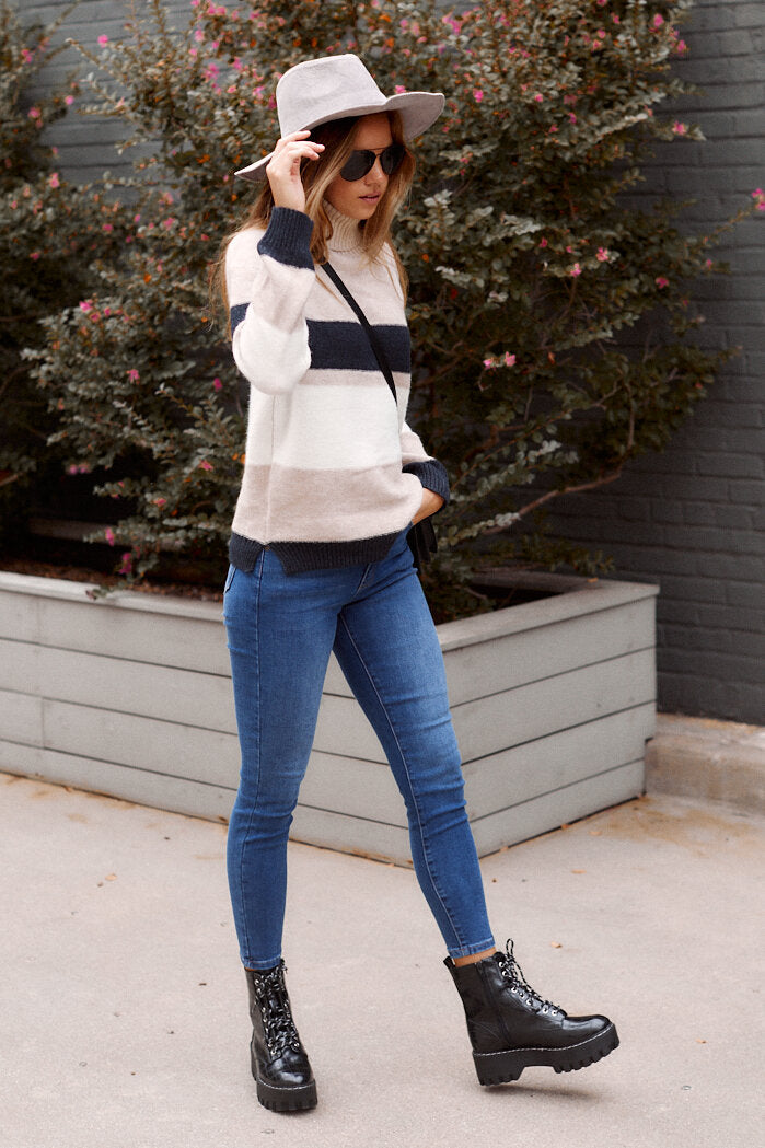 SALE - Rover Stripe Turtleneck Sweater - fab'rik