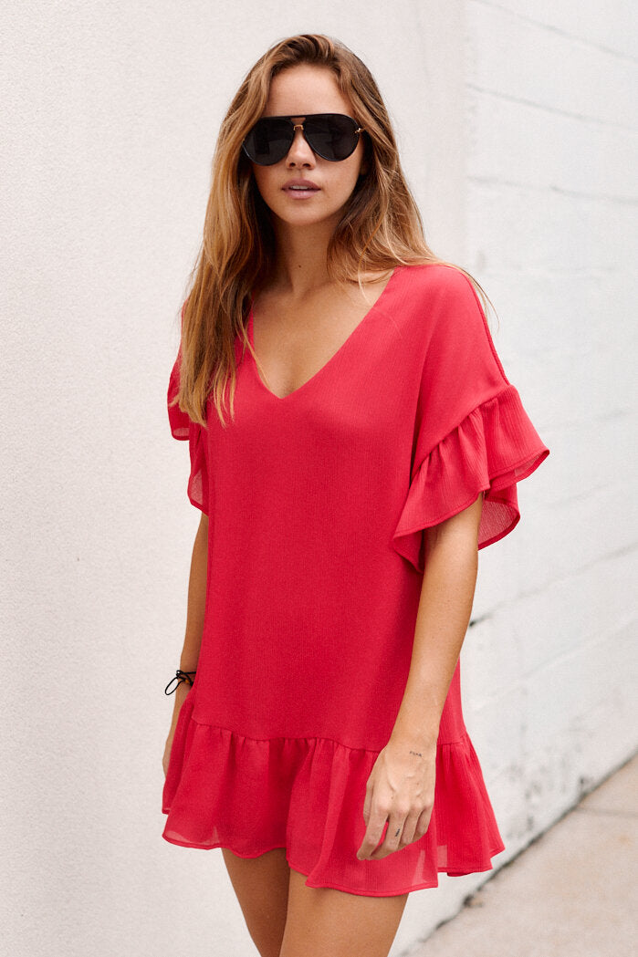 SALE - Lilla Ruffle Detail Mini Dress - fab'rik