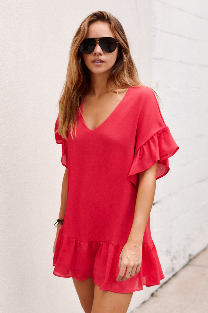 SALE - Lilla Ruffle Detail Mini Dress - fab'rik