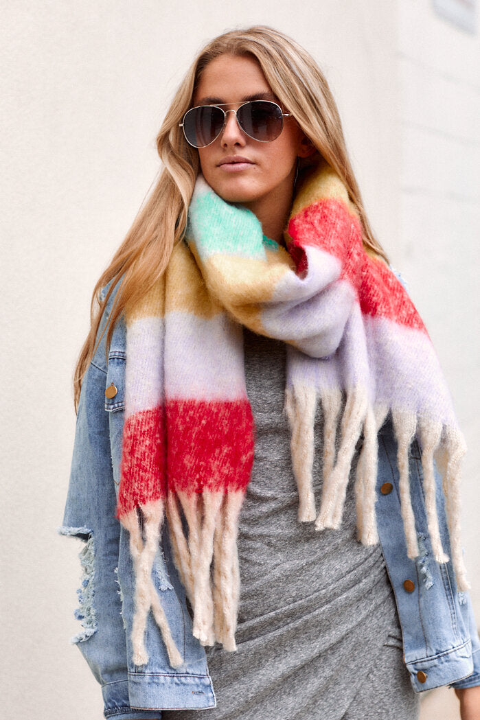 SALE - Clovis Stripe Fringe Scarf - fab'rik