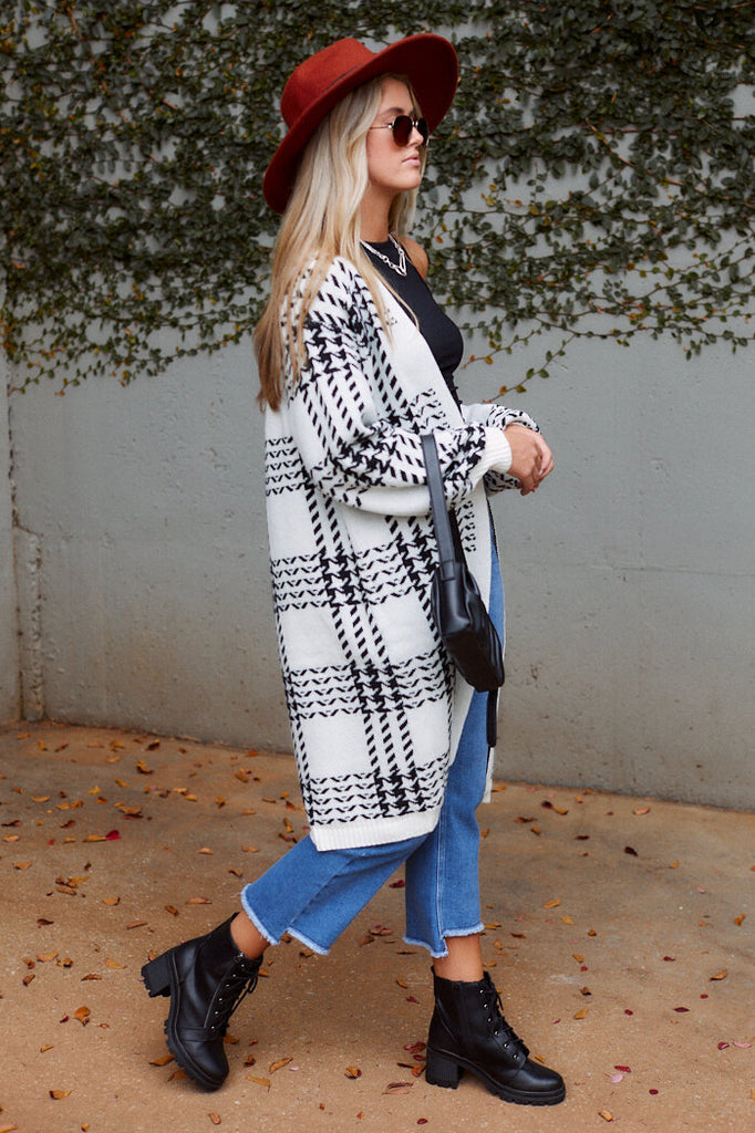 Kellen Houndstooth Cardigan - fab'rik