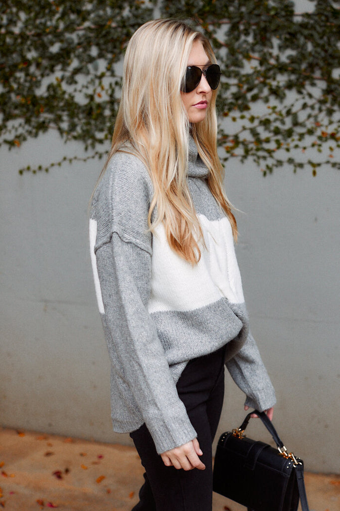 Ally Colorblock Turtleneck Sweater - fab'rik