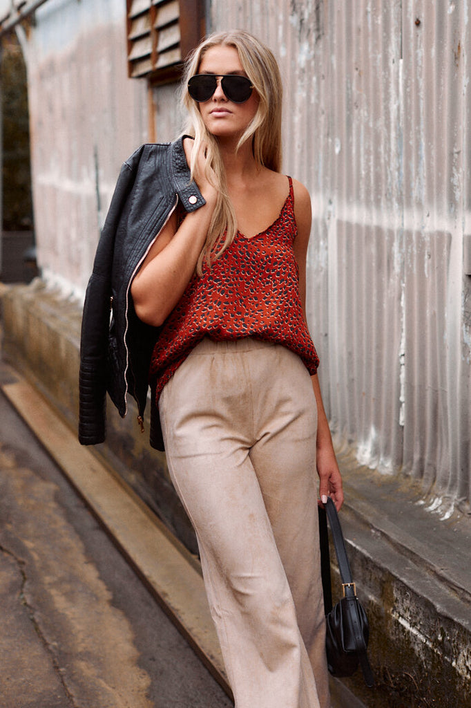 SALE - Hartwell Satin Leopard Print Tank - fab'rik