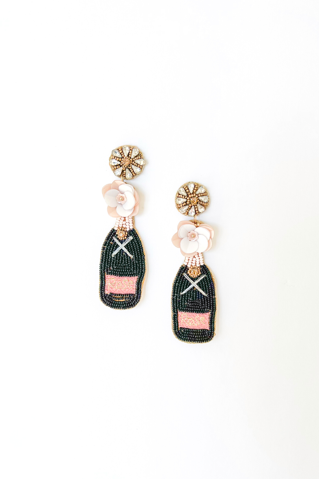Evelyn Beaded Rose Bottle Earrings - fab'rik