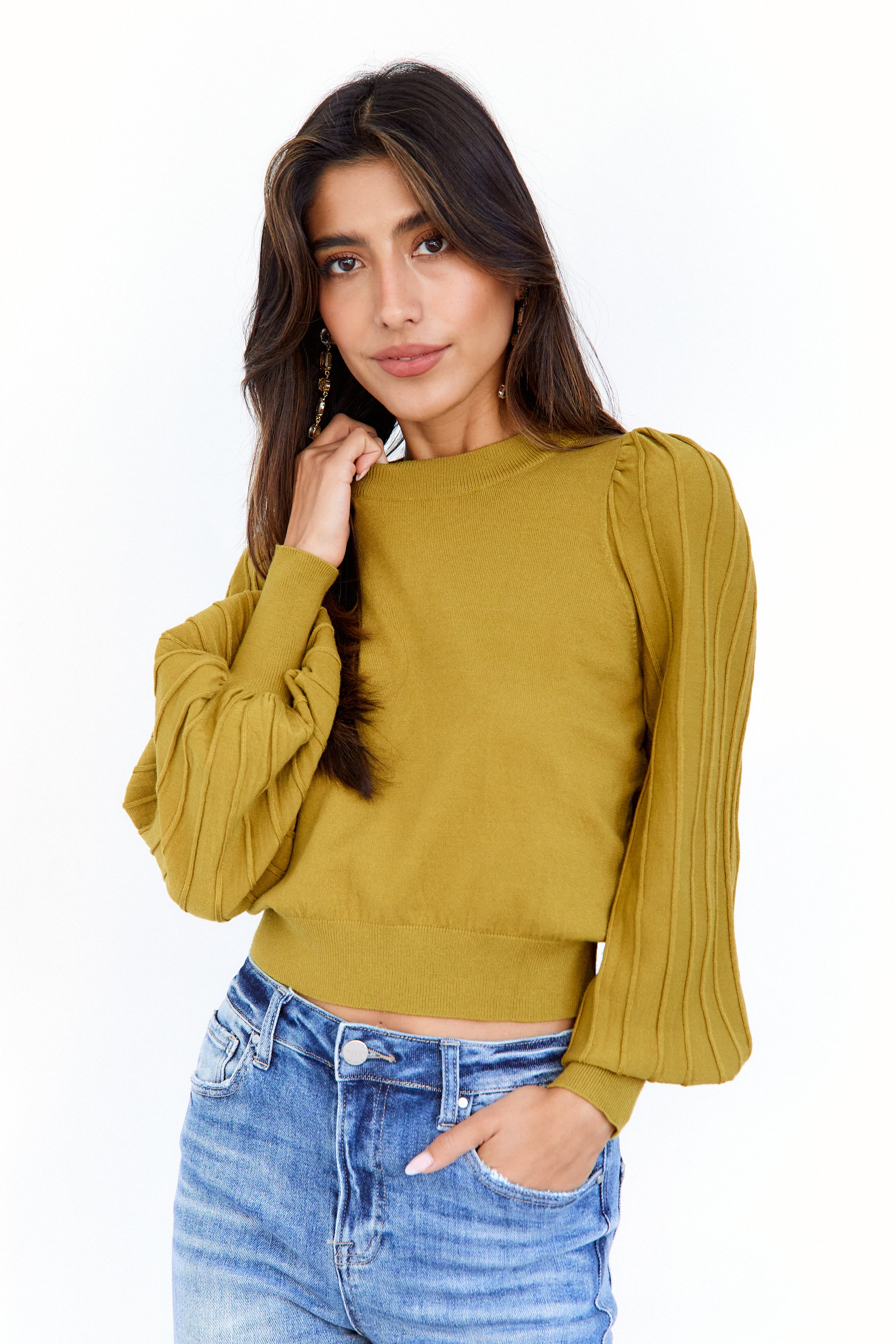 Kolby Pleated Sleeves Sweater - fab'rik