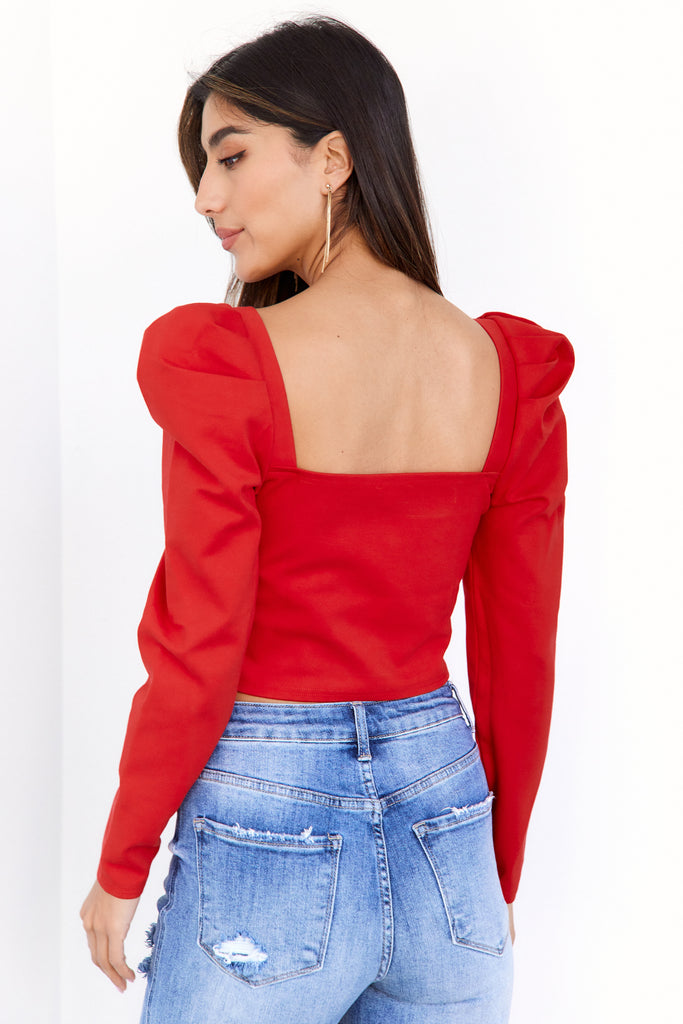 Kaylini Puff Sleeve Crop Top - fab'rik