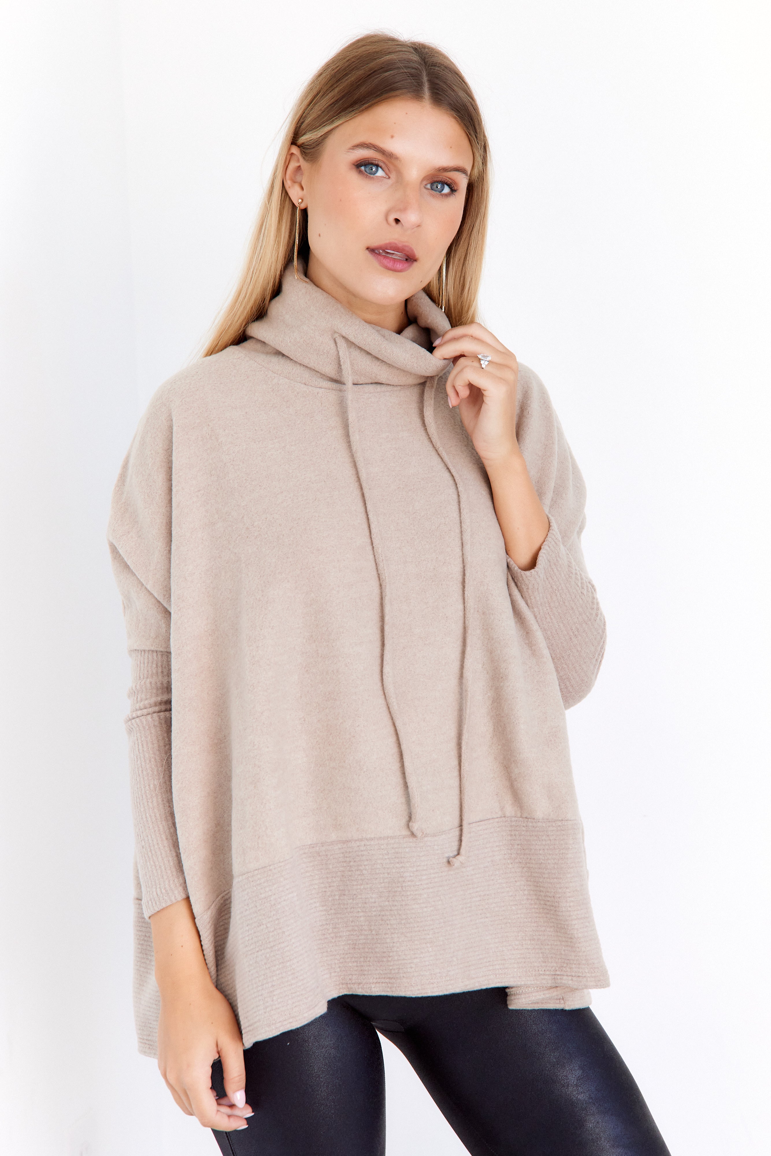 Lana Drawstring Cowl Neck Sweater - fab'rik