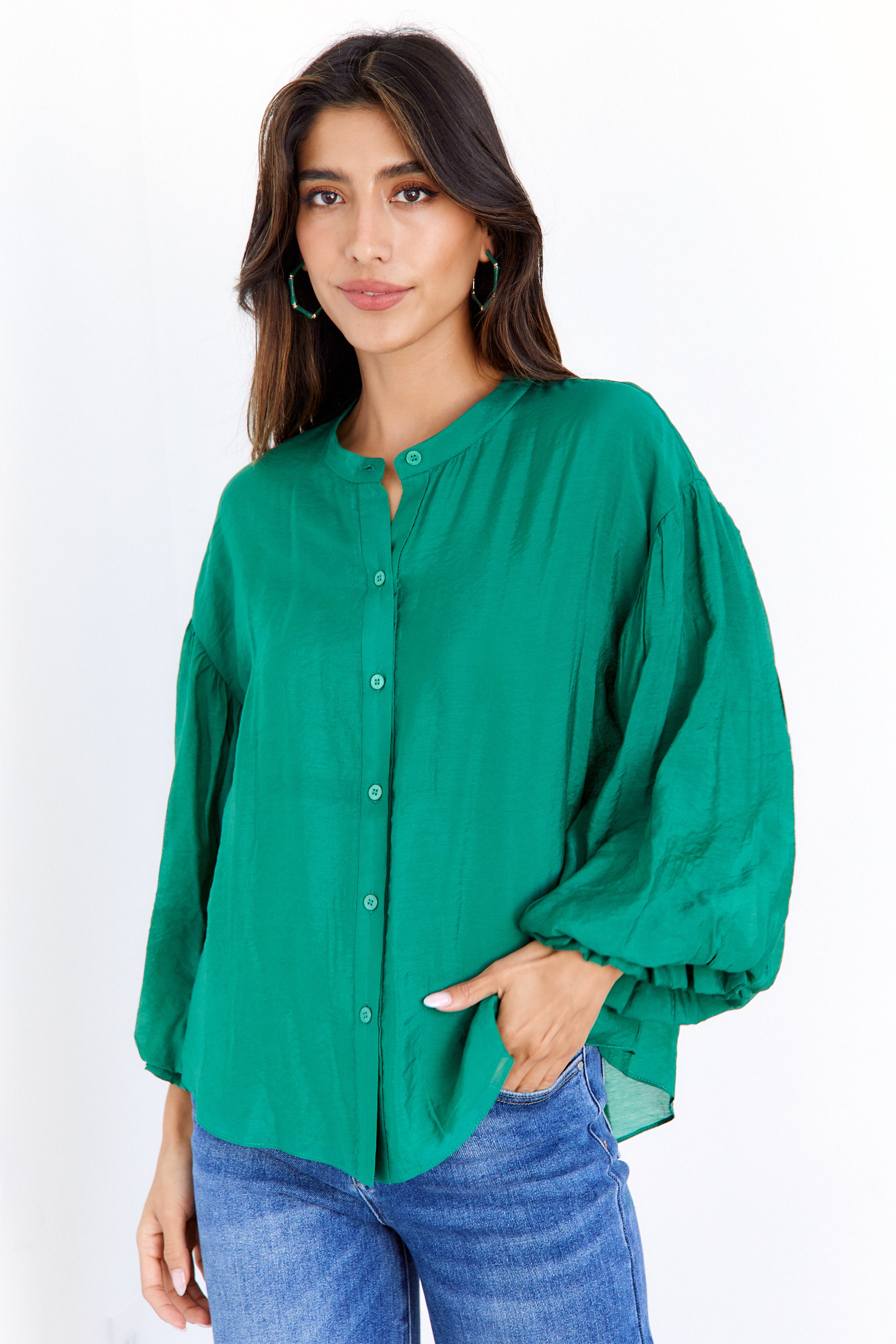 Pax Button Front Woven Blouse - fab'rik
