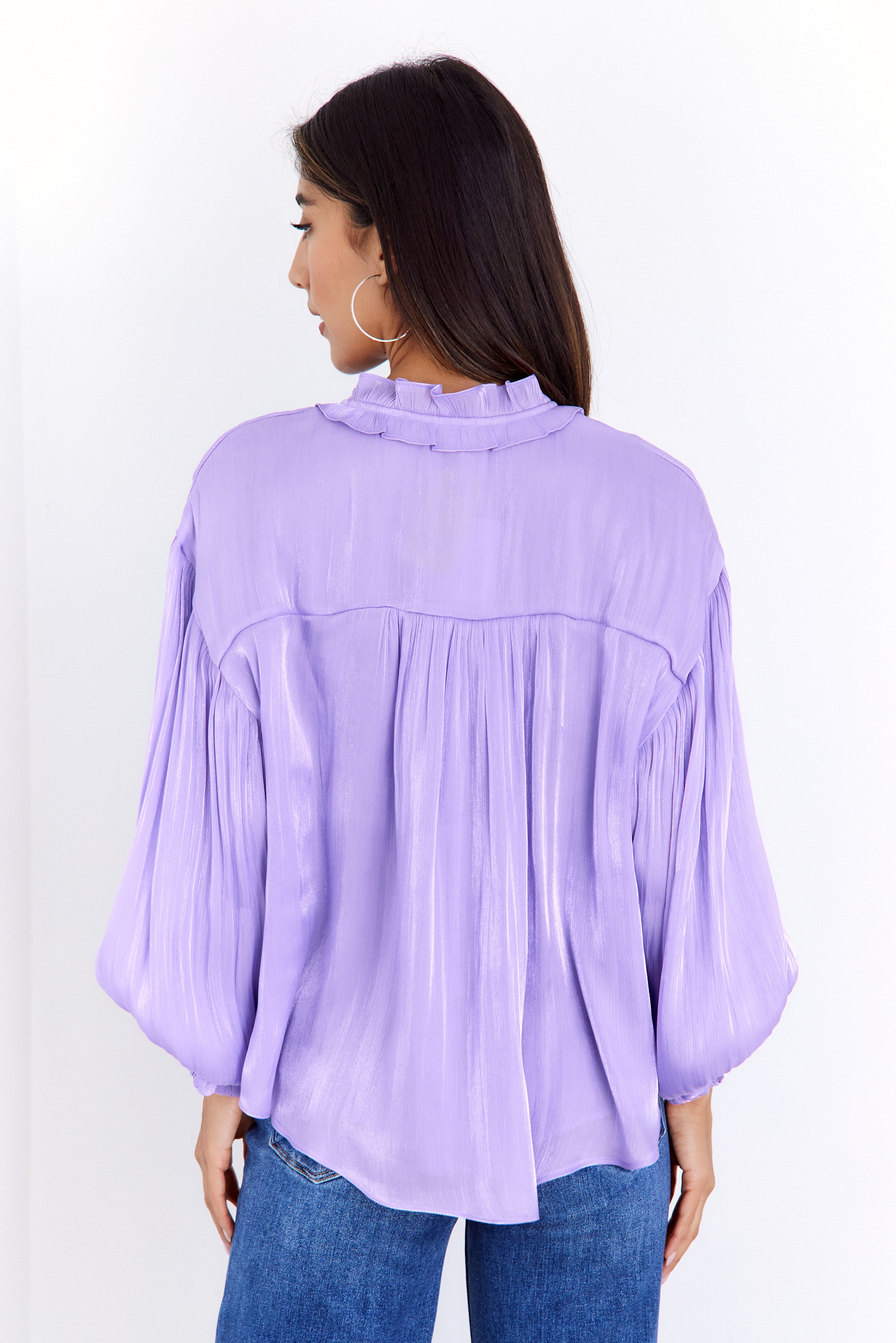 Oderra Shimmer Bubble Sleeve Blouse - fab'rik