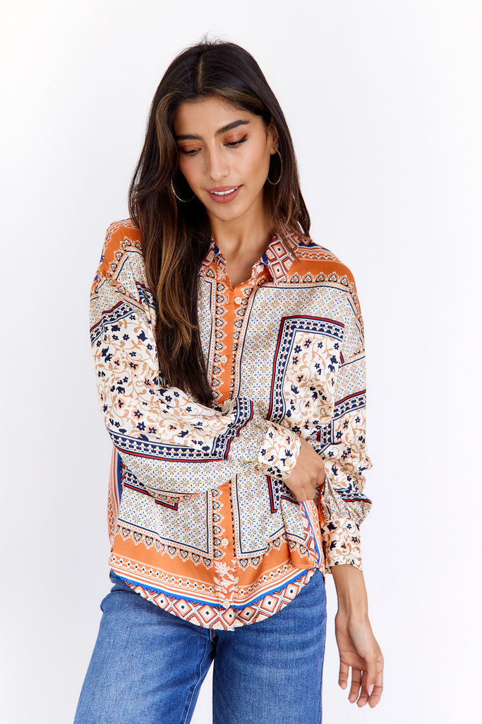 Colette Multi Scarf Print Blouse - fab'rik