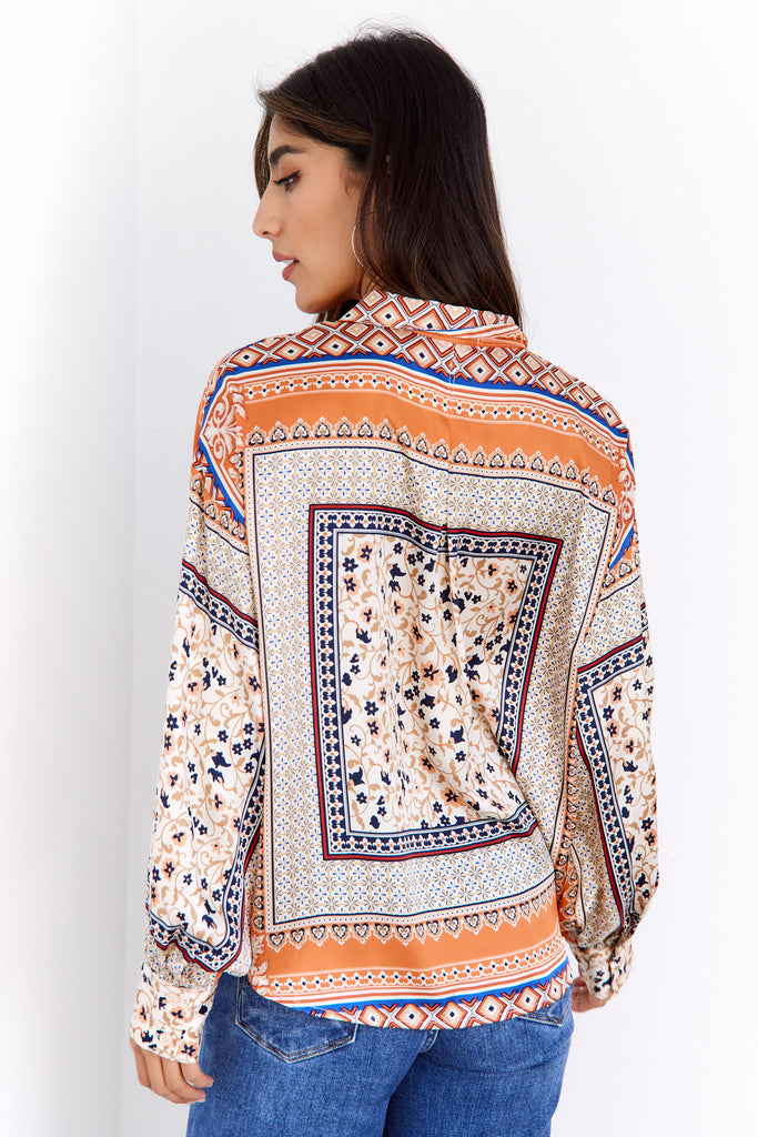 Colette Multi Scarf Print Blouse - fab'rik