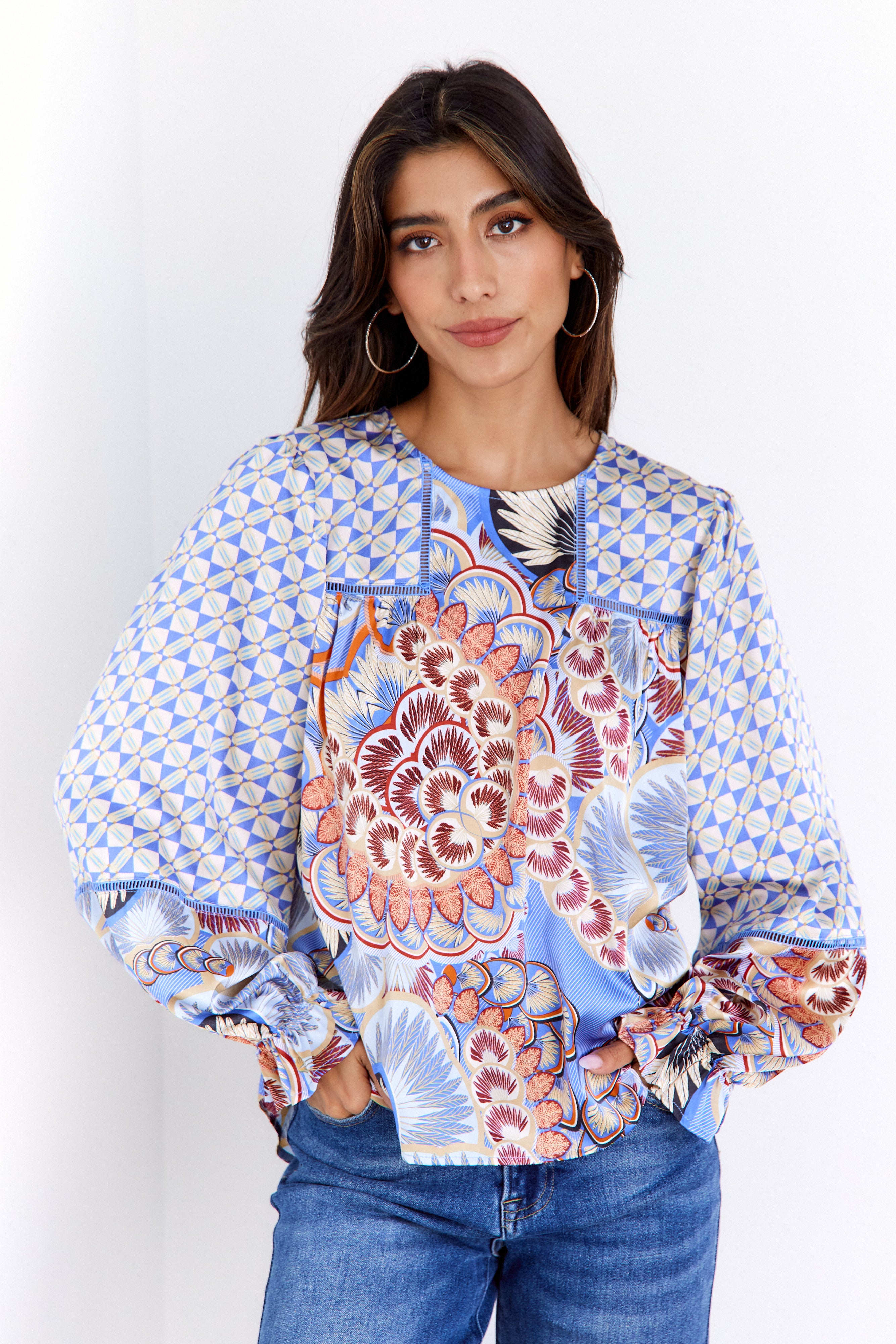 Cia Printed Boho Blouse - fab'rik
