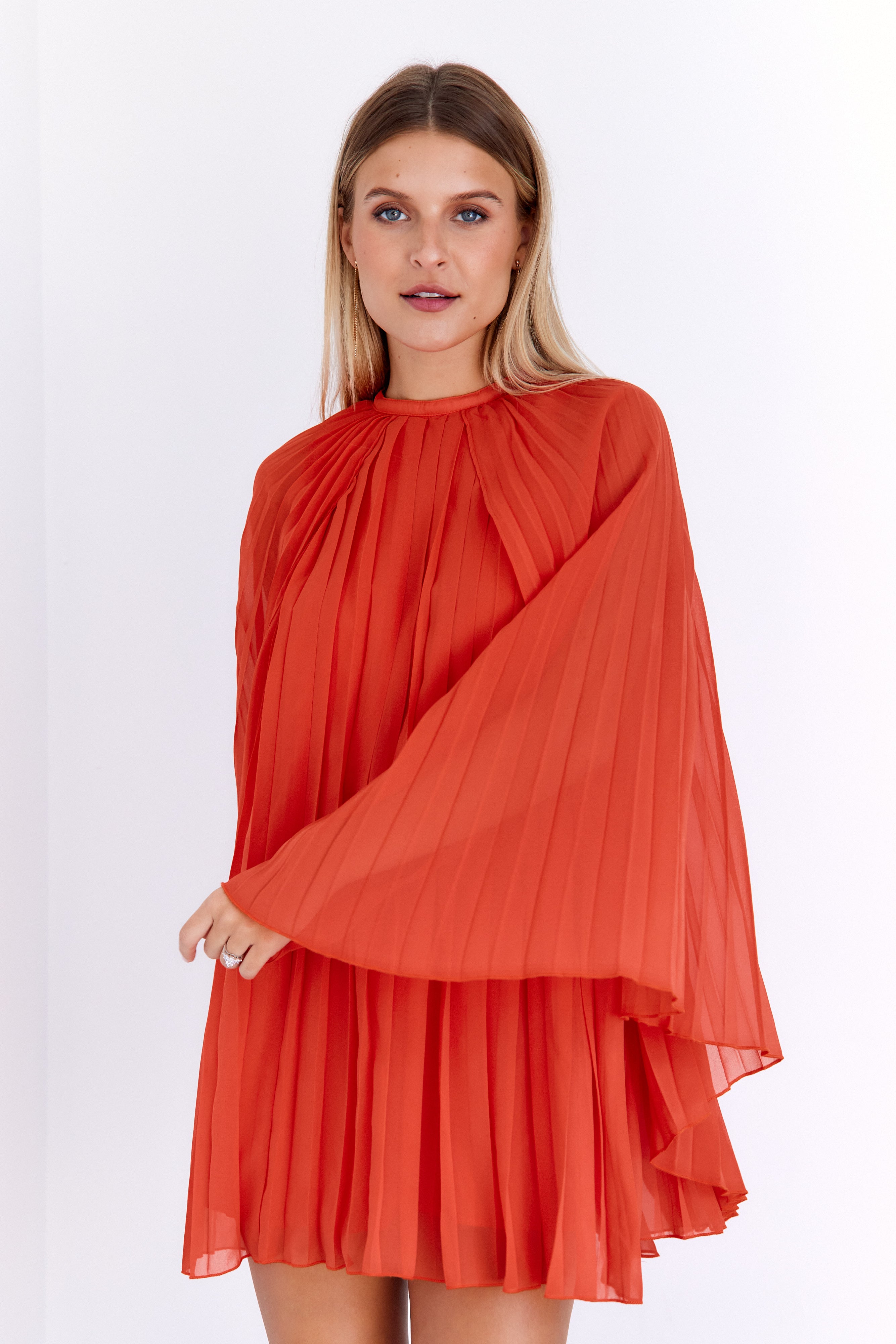Helena Pleated Cape Mini Dress - fab'rik