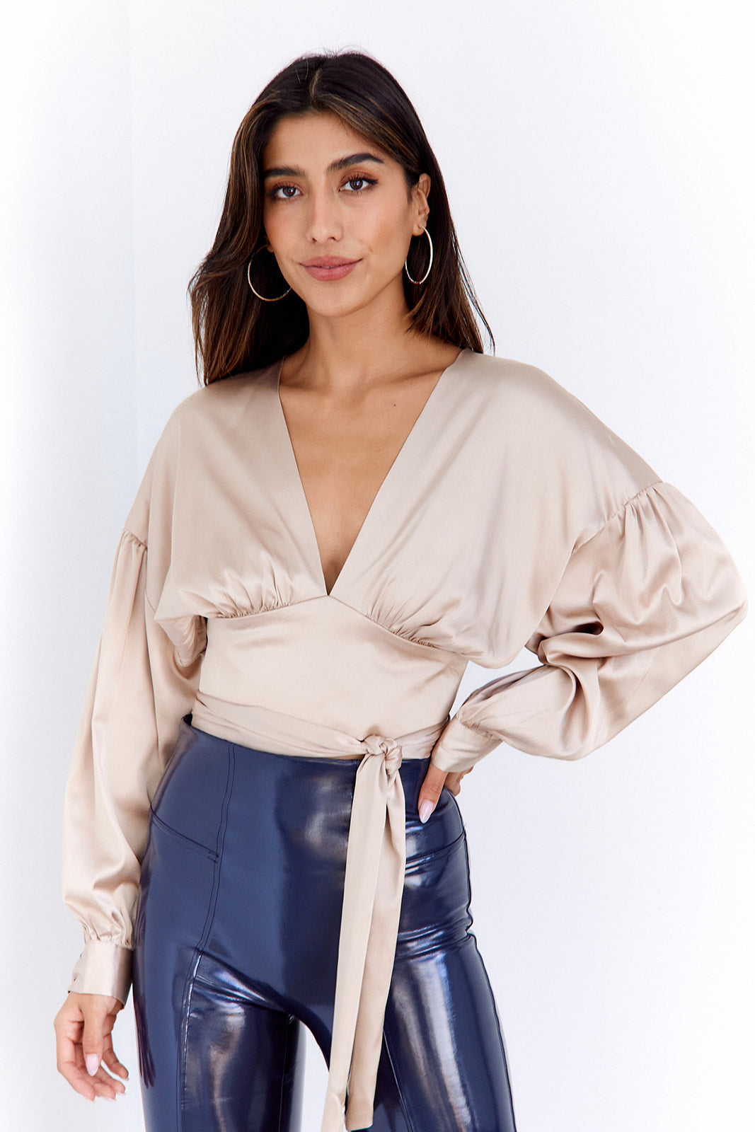 June V Neck Tie Back Blouse - fab'rik