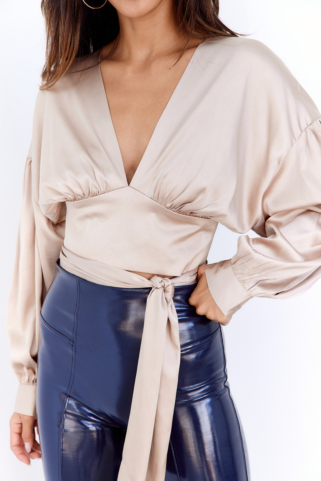 June V Neck Tie Back Blouse - fab'rik