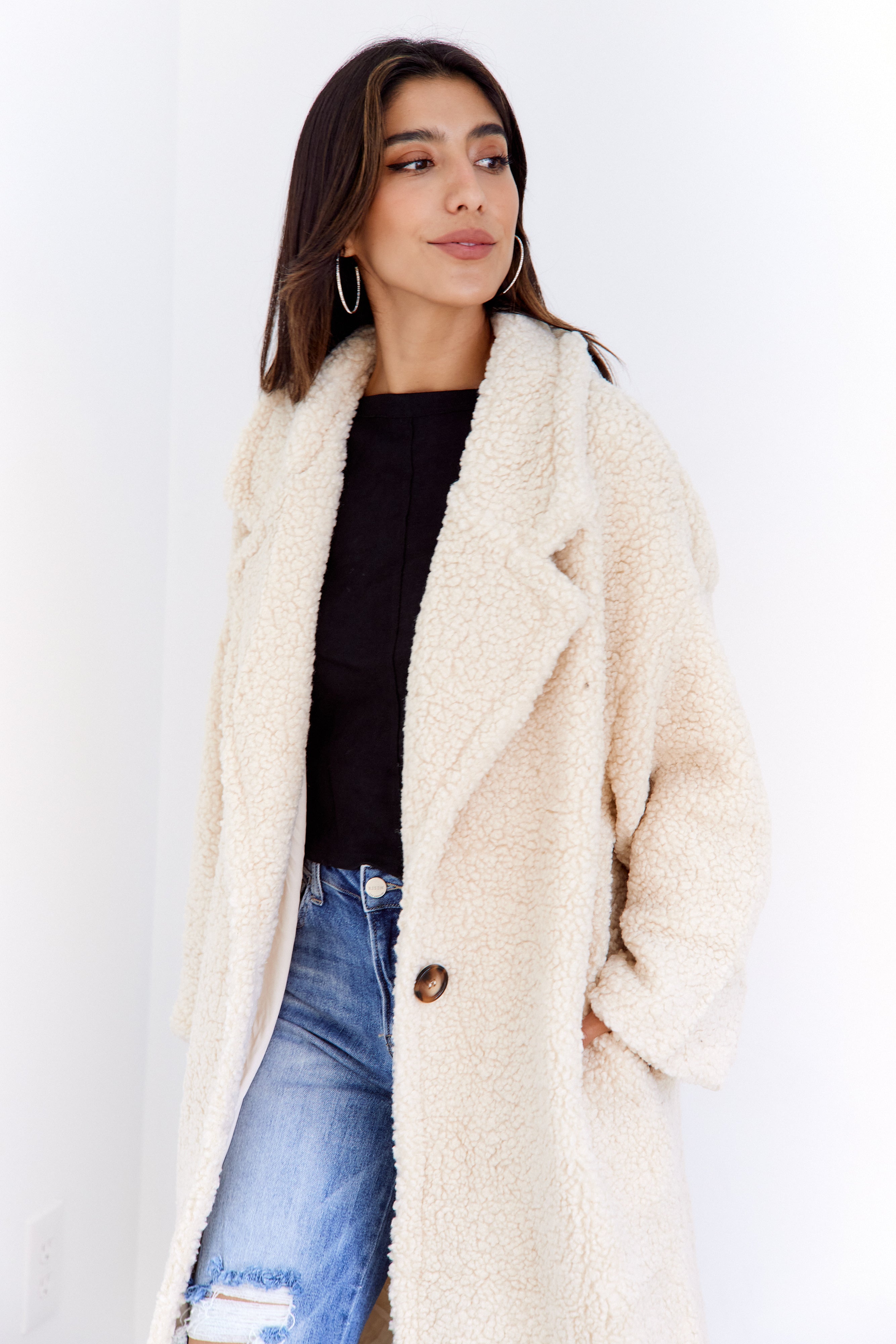 Yasmin Oversized Sherpa Long Coat - fab'rik