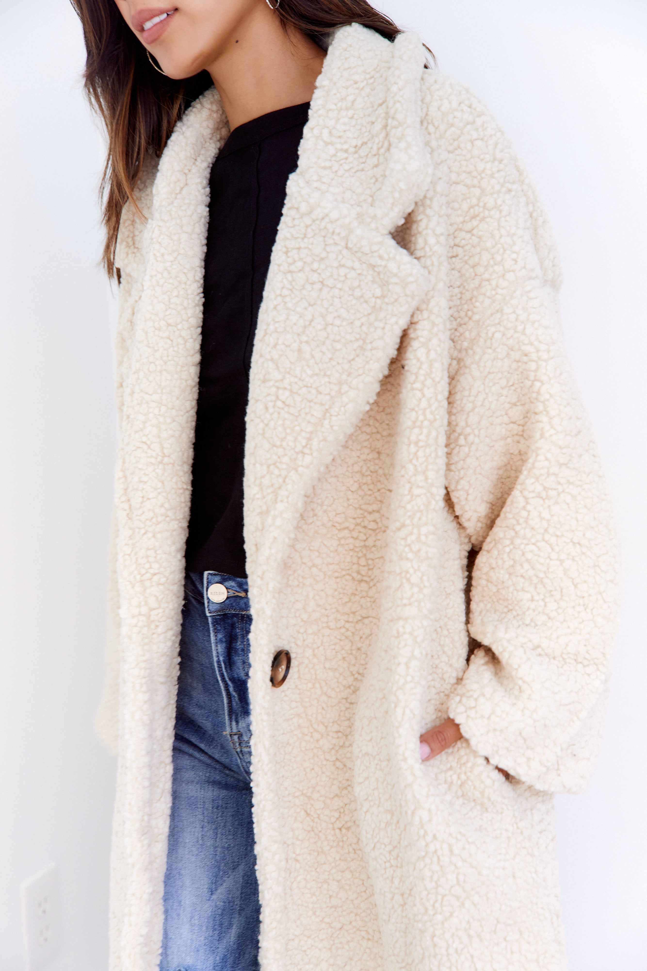 Yasmin Oversized Sherpa Long Coat - fab'rik