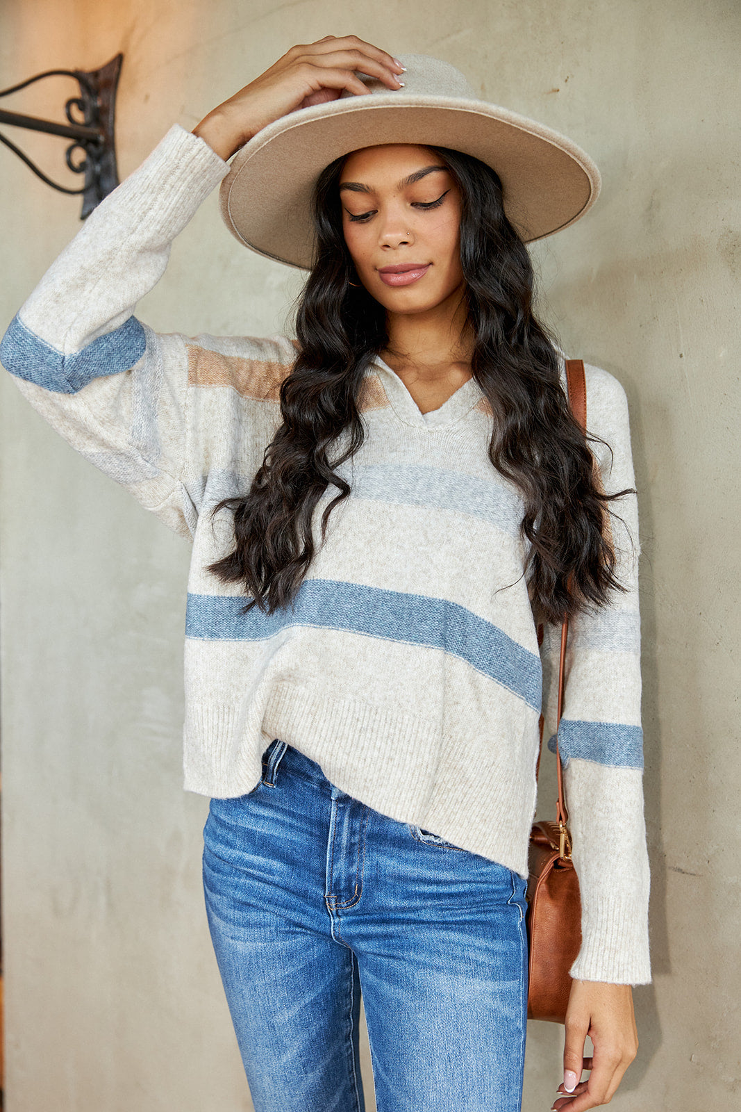 Riva Striped Collared Sweater - fab'rik