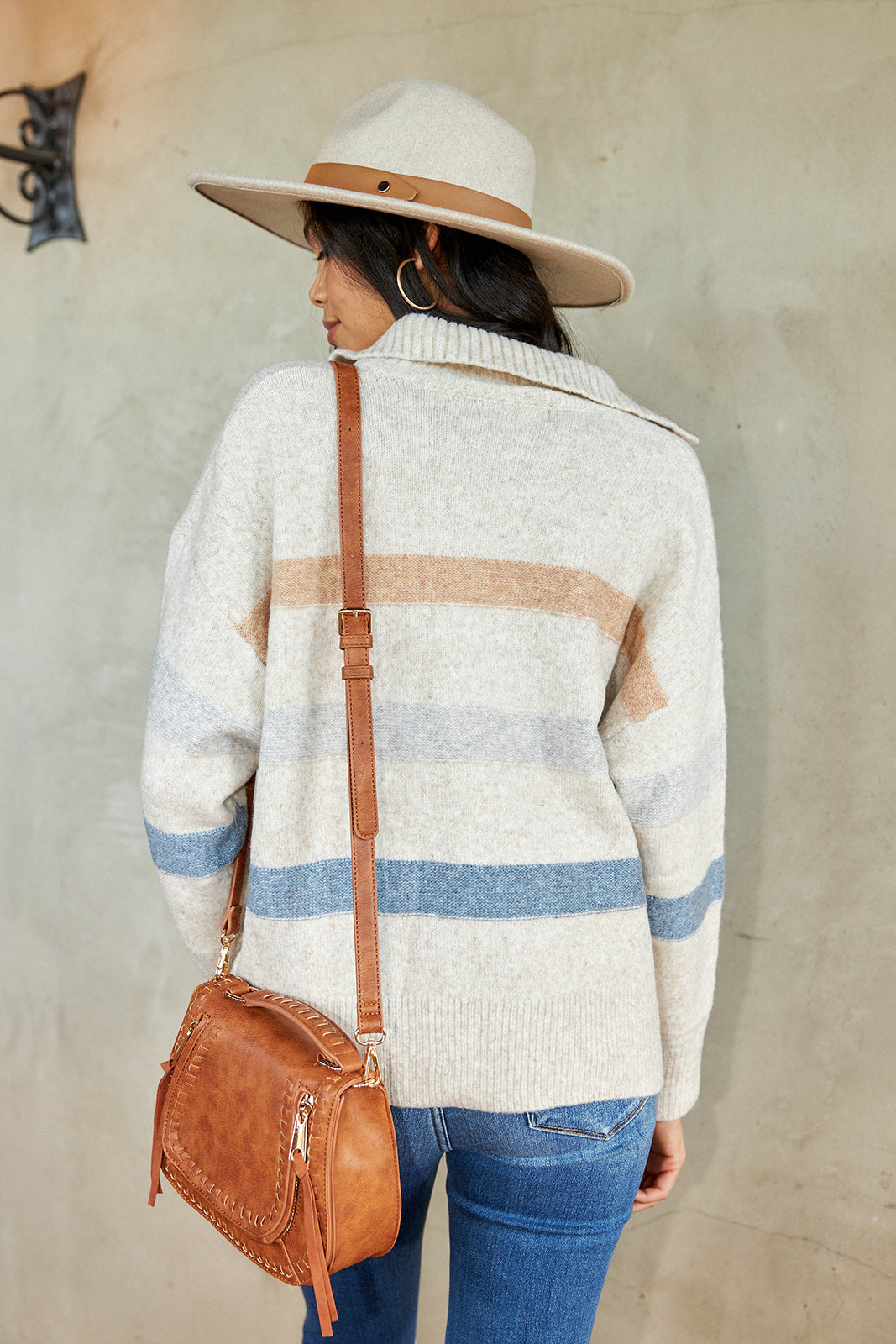 Riva Striped Collared Sweater - fab'rik