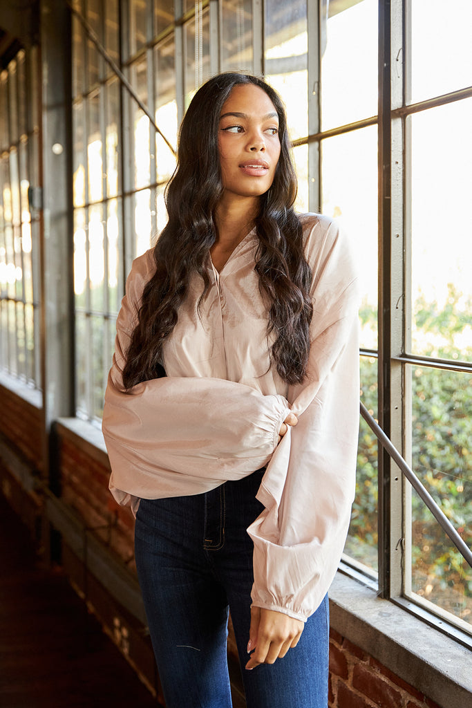 SALE - Jozlyn Pleated Long Sleeve Blouse - fab'rik