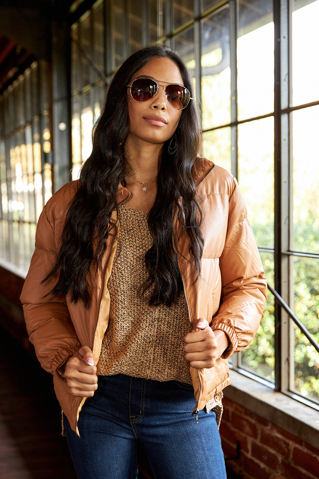 SALE - Caldwell Faux Leather Puffer Jacket - fab'rik