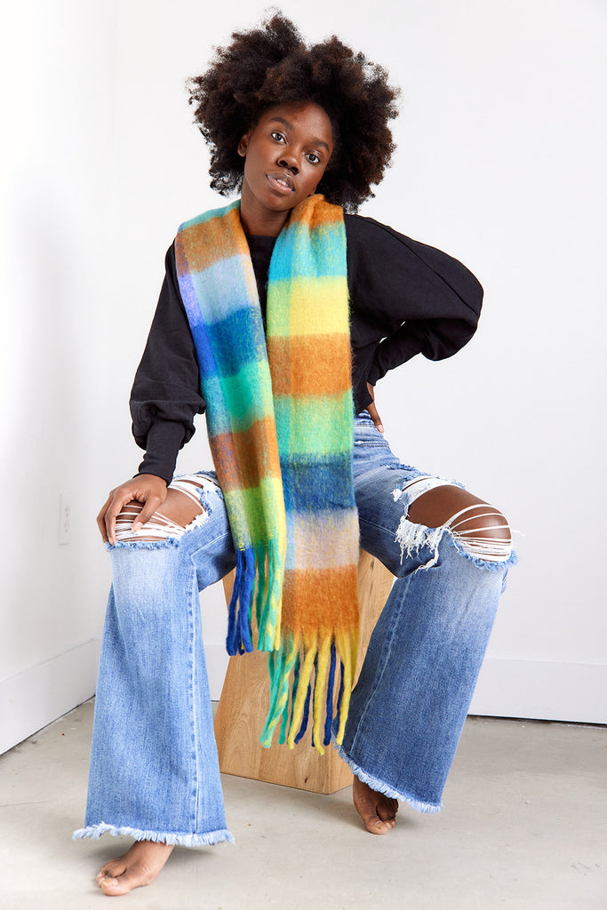 Conner Super Soft Multi Plaid Fringe Scarf - fab'rik