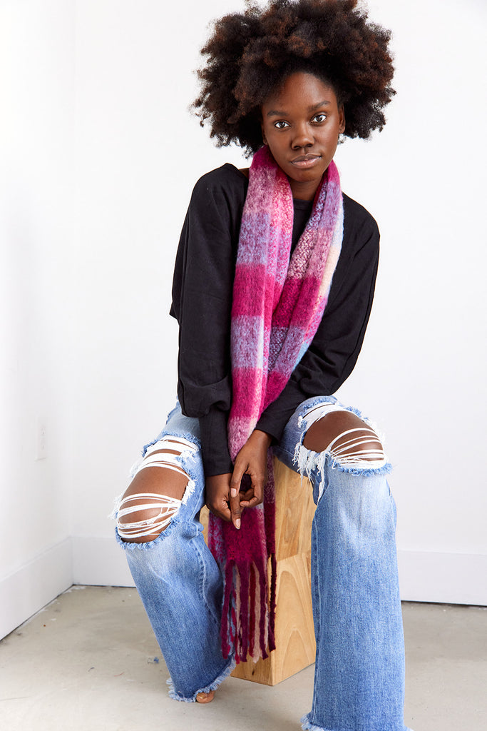Myra Super Soft Plaid Fringe Scarf - fab'rik