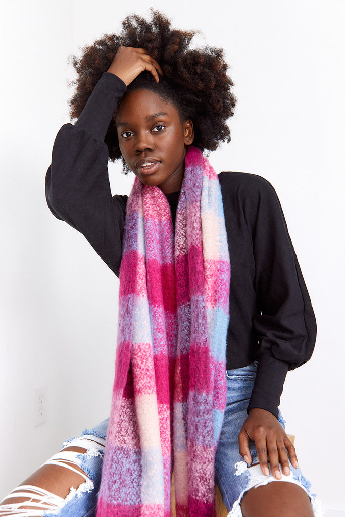 Myra Super Soft Plaid Fringe Scarf - fab'rik