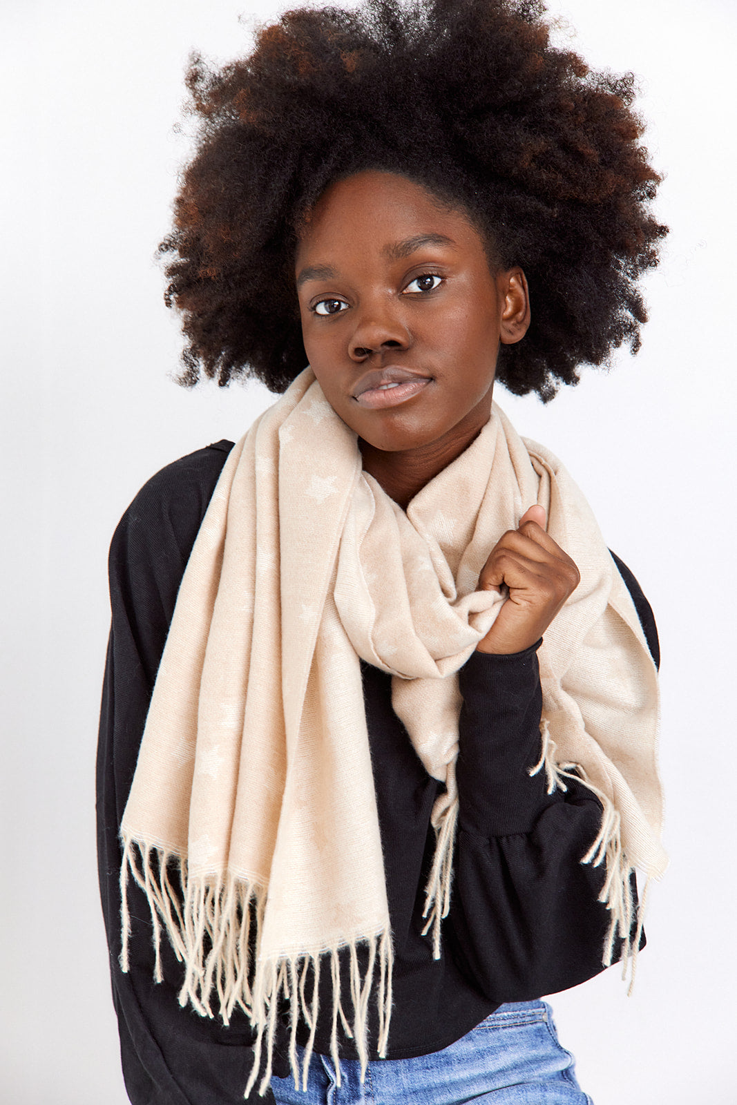 Bentley Two Toned Star Fringed Scarf - fab'rik