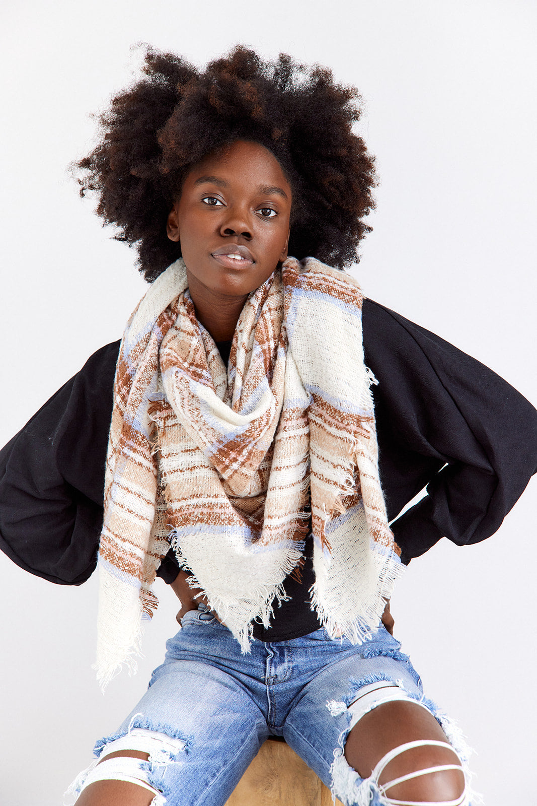 Lindsay Deconstructed Plaid Blanket Scarf - fab'rik