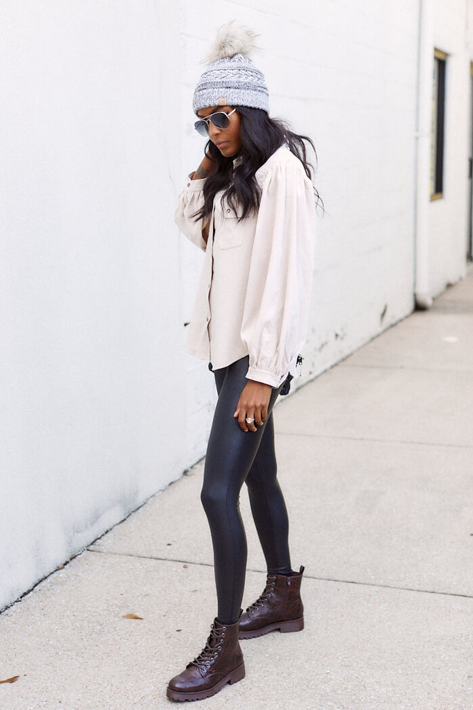 SALE - Vicki Puff Sleeve Button Down Top - fab'rik