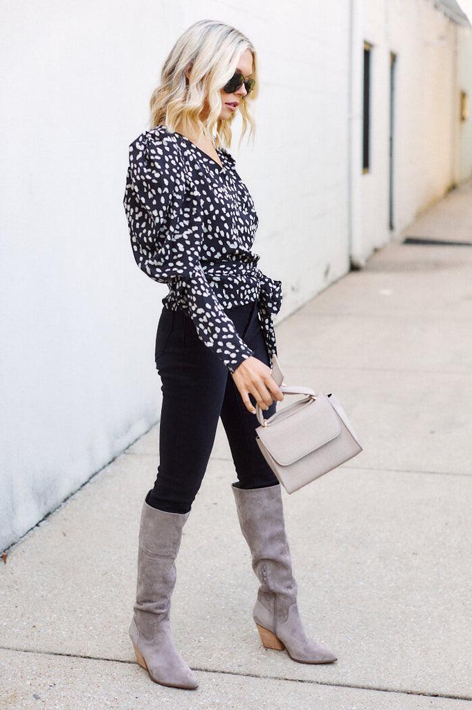 Macalla Animal Print Wrap Blouse - fab'rik