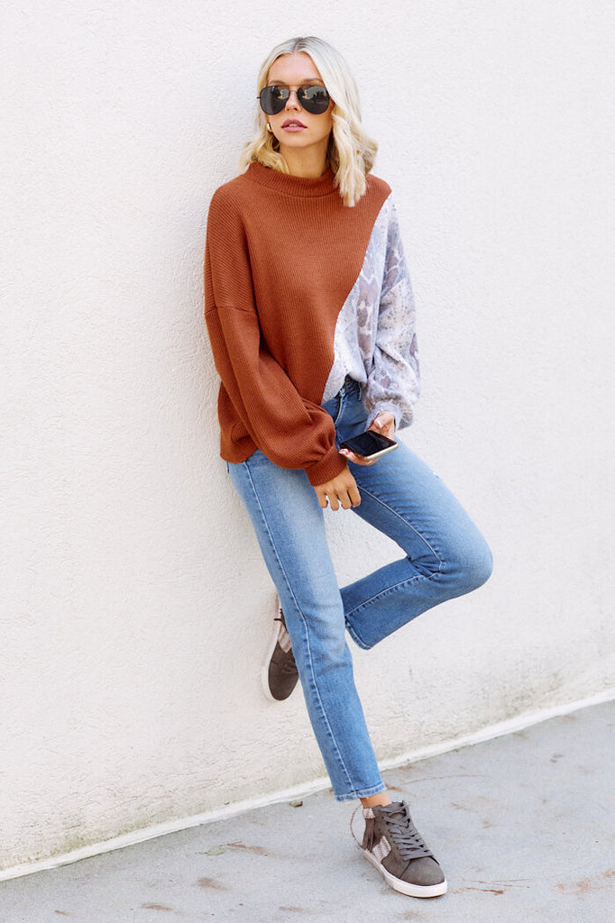 SALE - Aleia Snake Print Detail Sweater - fab'rik