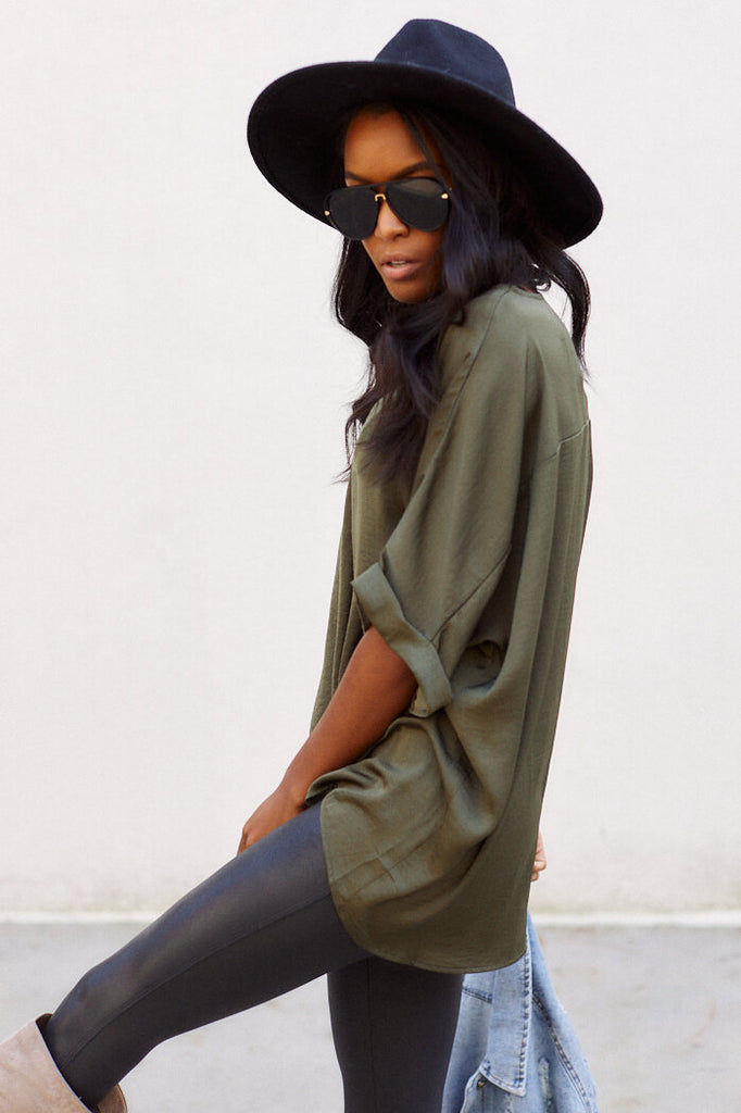 SALE - Rica Short Sleeve Satin  Blouse - fab'rik