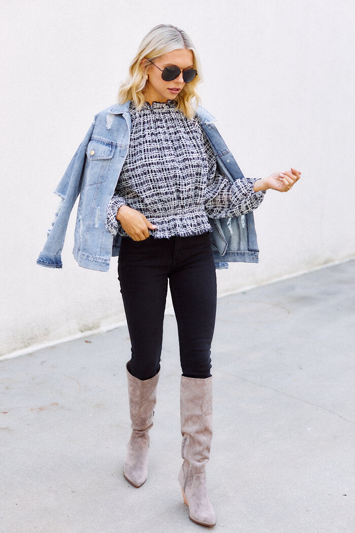SALE - Maris Smocked Waist Plaid Blouse - fab'rik