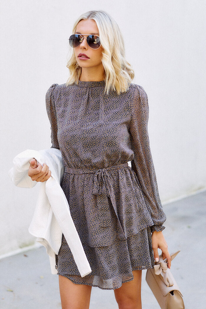 Lorey Printed Long Sleeve Dress - fab'rik