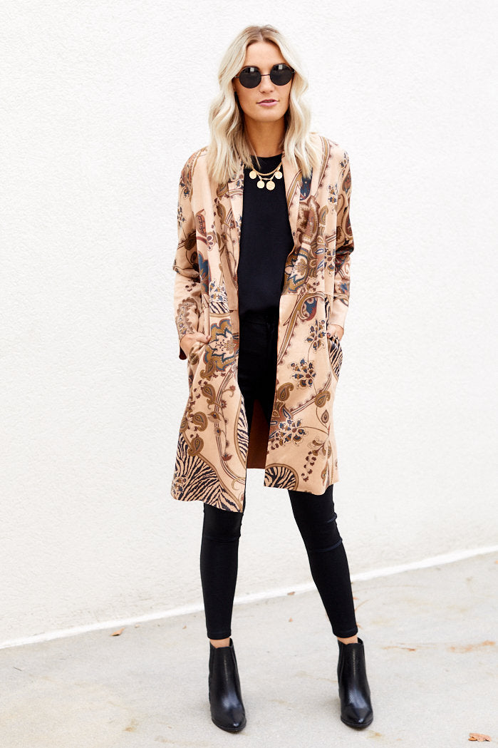 Leland Faux Suede Printed Coat - fab'rik