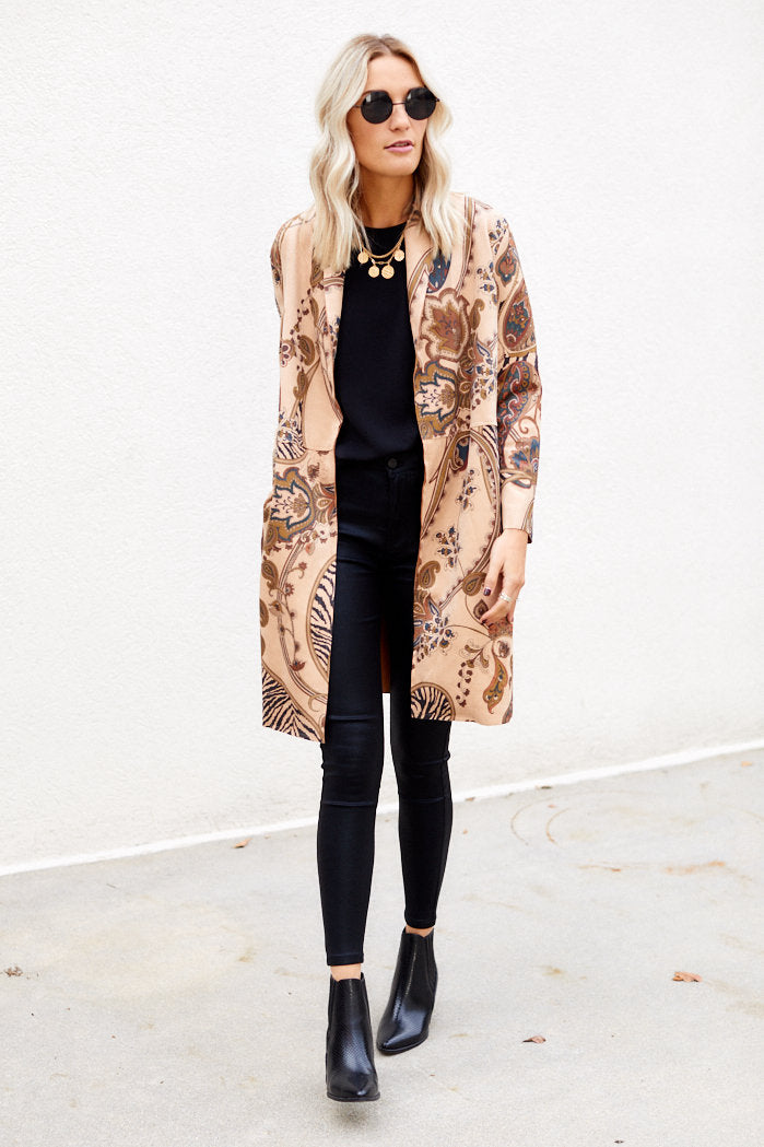 Leland Faux Suede Printed Coat - fab'rik