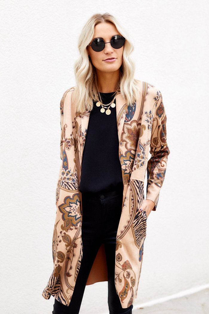Leland Faux Suede Printed Coat - fab'rik