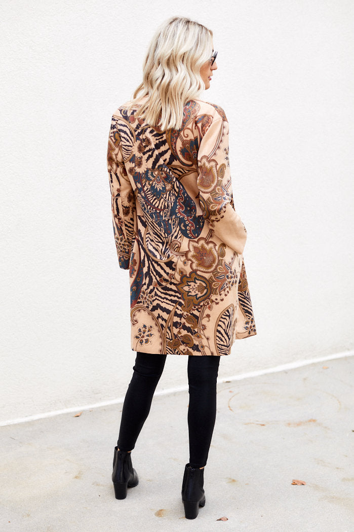 Leland Faux Suede Printed Coat - fab'rik