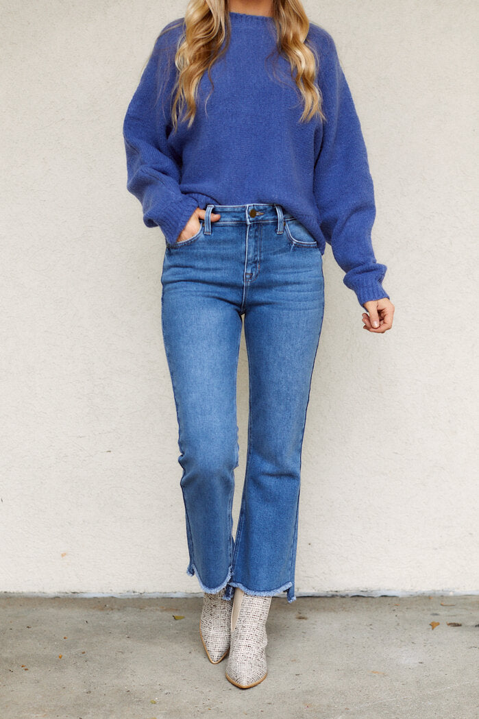 SALE - Juniper Step Hem High Rise Crop Flare - fab'rik
