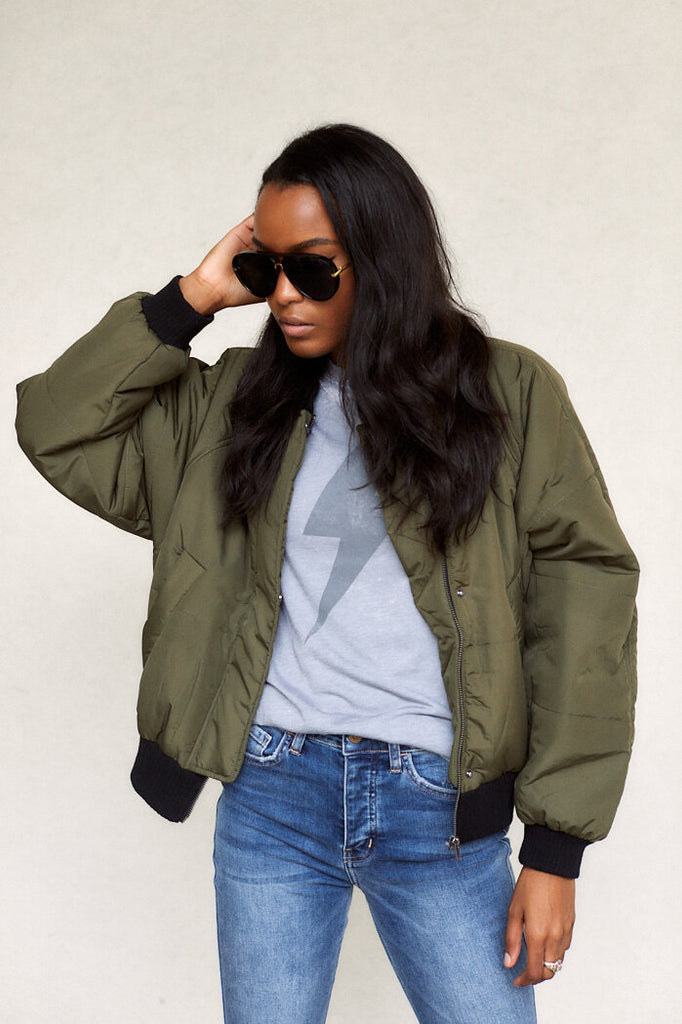 SALE - Lottie Bomber Style Puffer Jacket - fab'rik