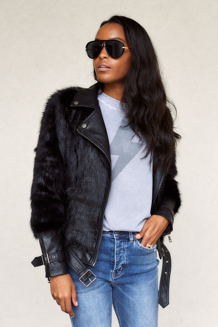 SALE - Mikah Faux Fur Leather Jacket - fab'rik