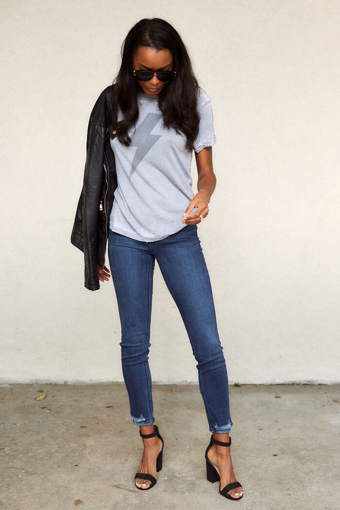 SALE - Richmond High Rise Distressed Hem Skinny Jean - fab'rik