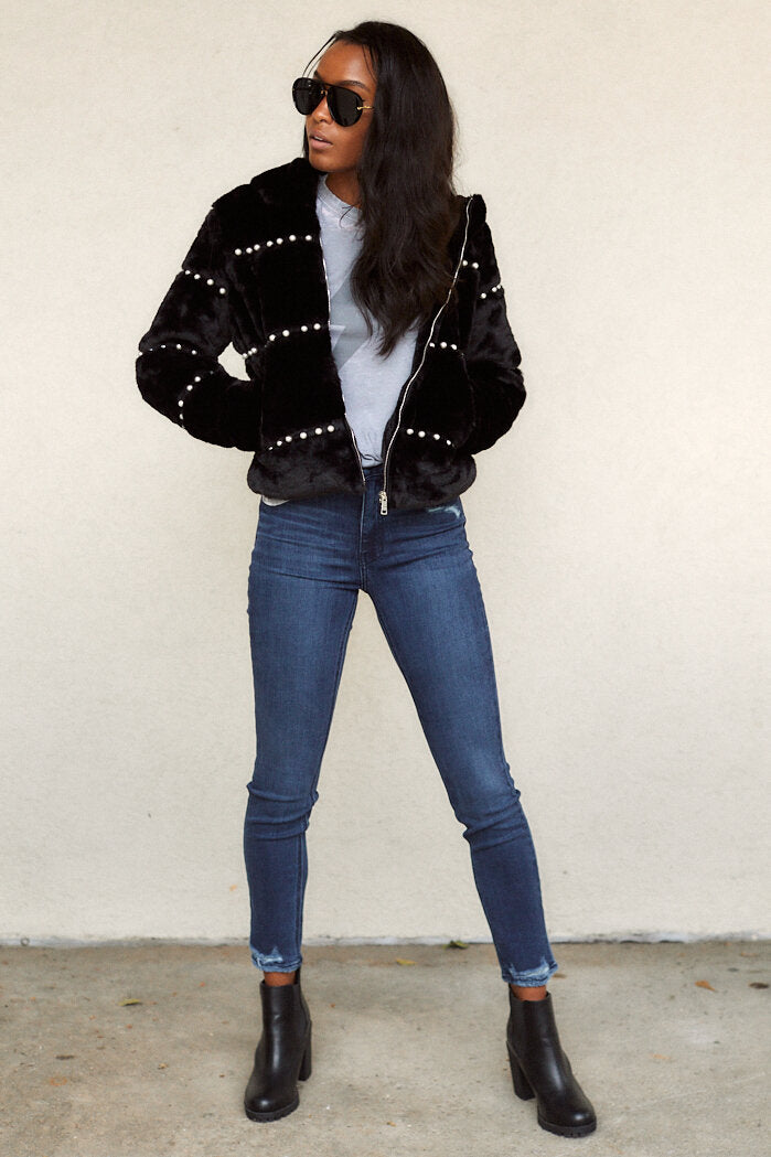 SALE - Dolley Hooded Faux Fur Jacket - fab'rik